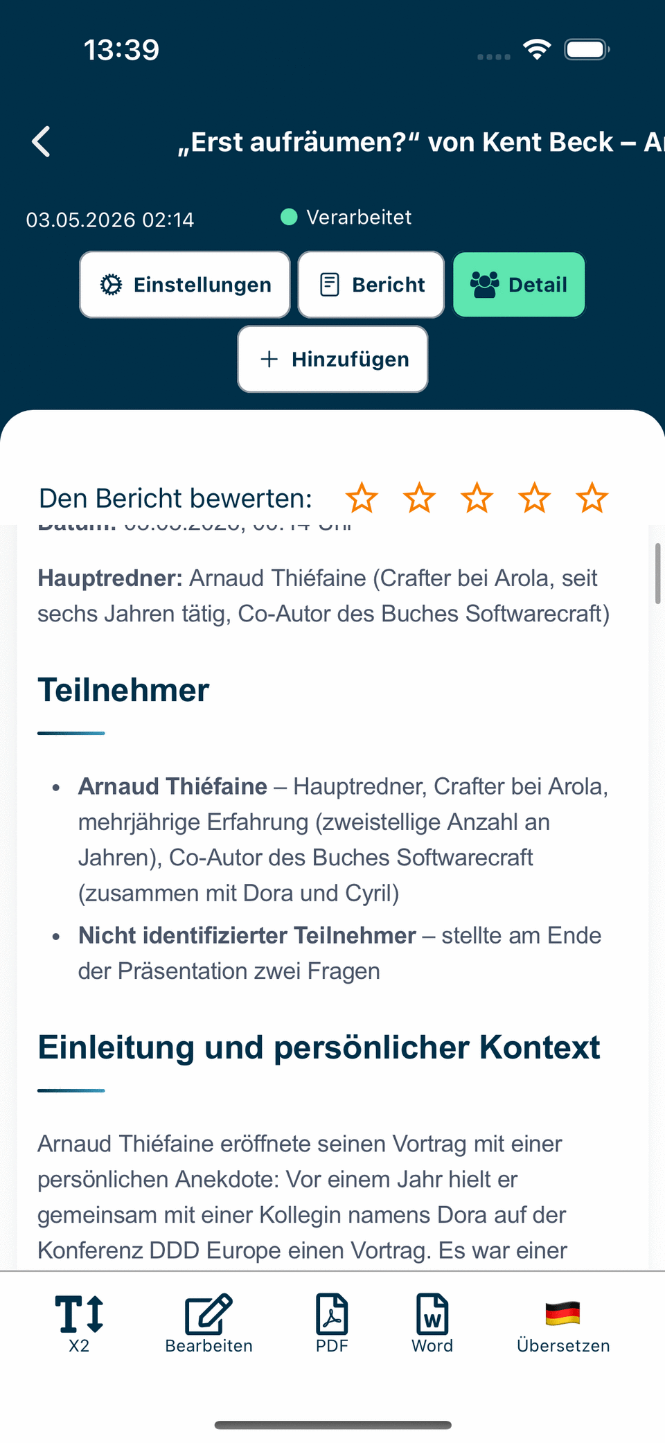 Aperçu de l’application Geremy